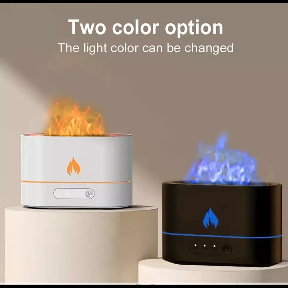 300ML USB Essential Oil Diffuser Simulation Flame Aroma Diffuser /white